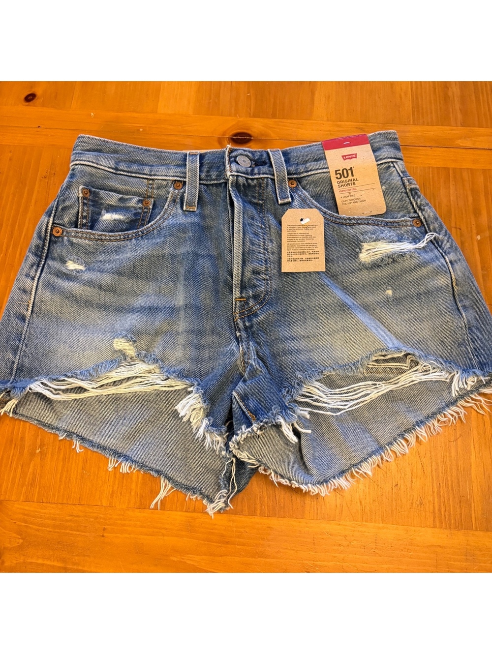 Levi's 501 Original Distressed Denim Shorts Women's 27 High Rise 100% Cotton NWT